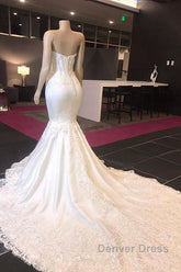 Long Mermaid Sweetheart Appliques Lace Wedding Dresses